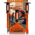 3-piece heavy duty masonry chisel set, orange and black handles, pointed steel blades