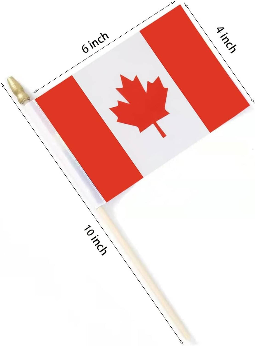 Canada mini stick flag with maple leaf, red-and-white; 4x6-inch flag on wood pole