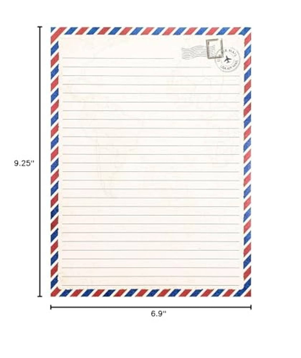 Letter paper size diagram: 6.9 in wide x 9.25 in tall, striped border with stamp