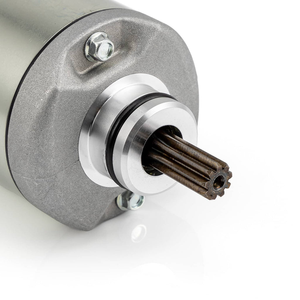 Close-up of starter motor pinion gear and front mounting face