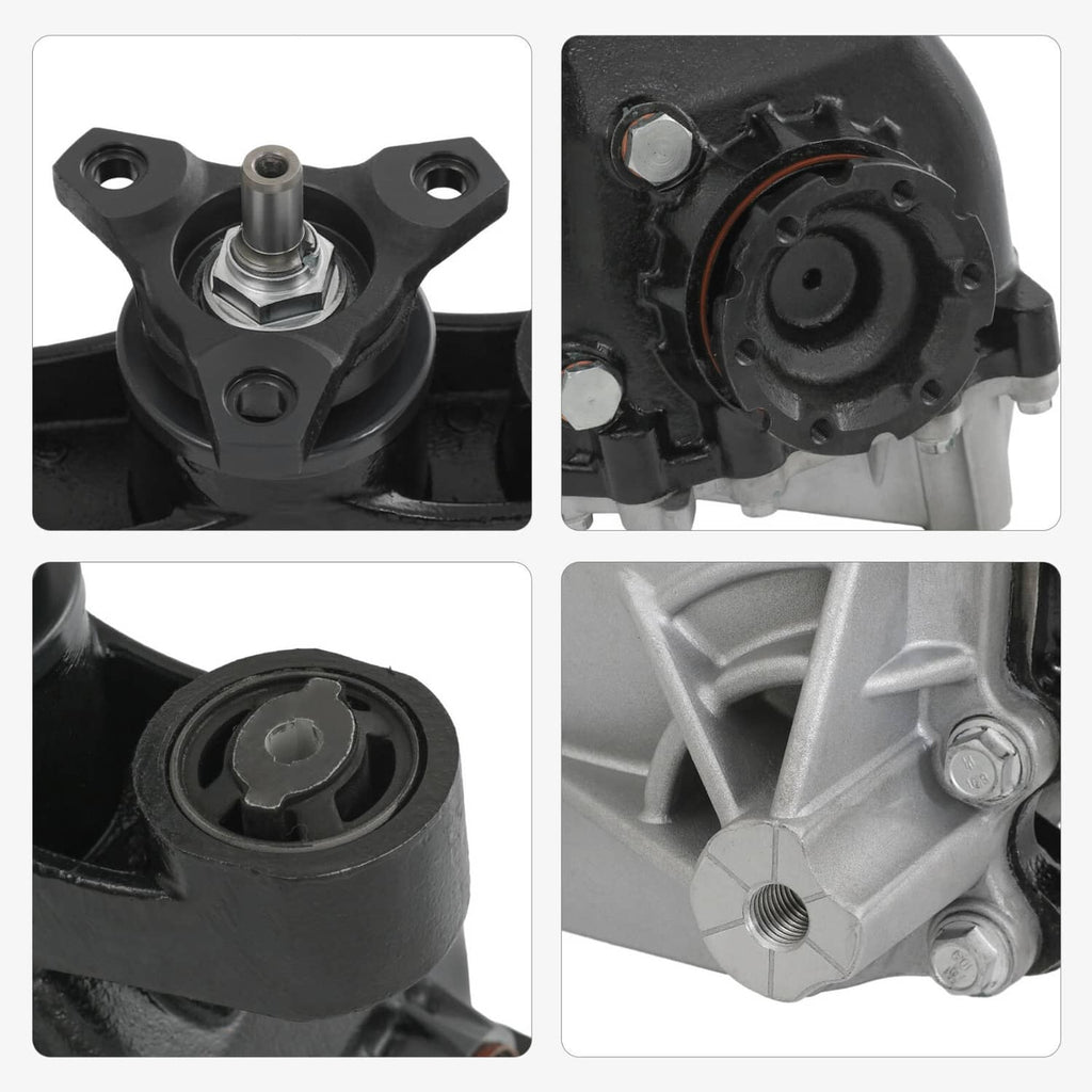 Rear differential carrier assembly details: cover, bolts, and axle gear housing