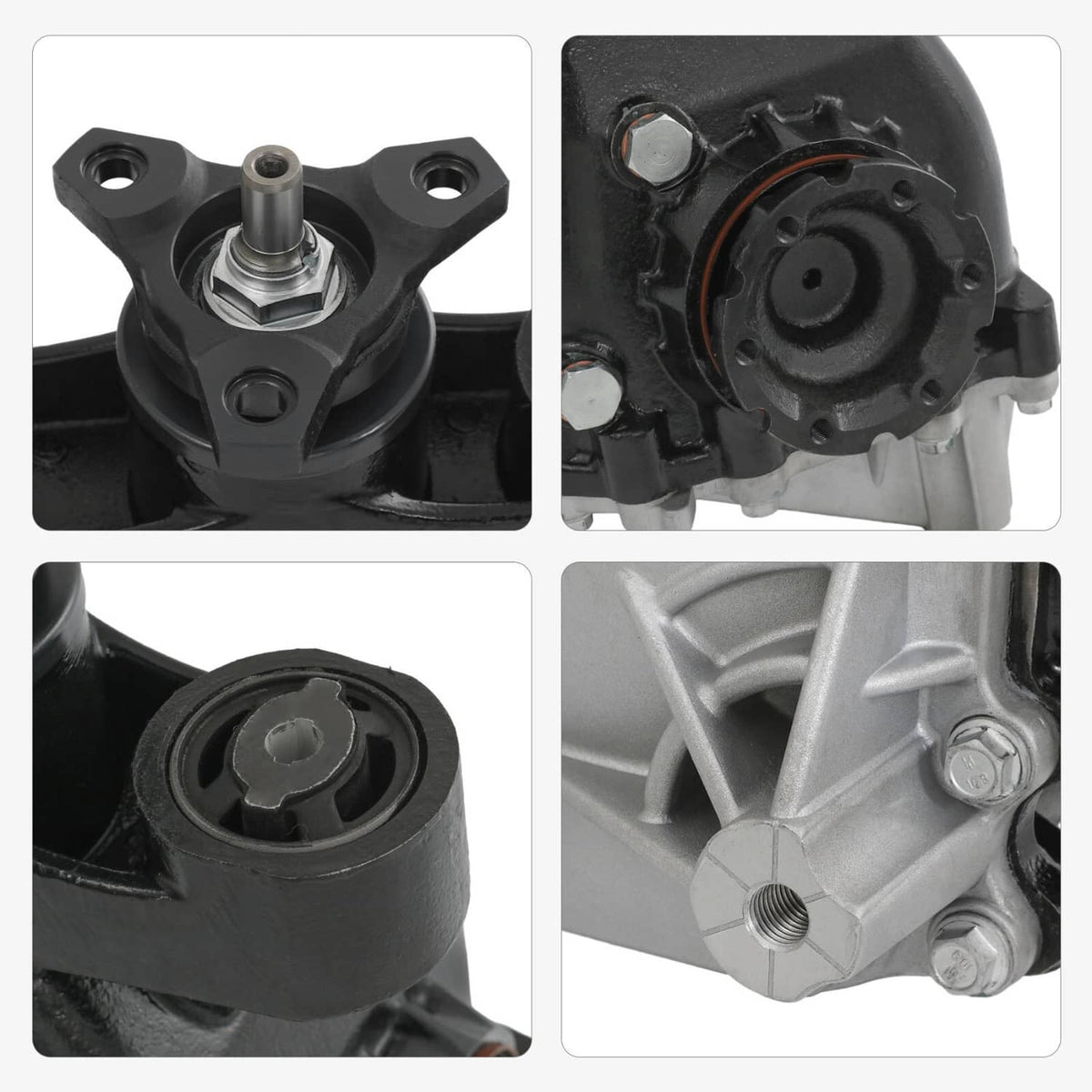 Rear differential carrier assembly details: cover, bolts, and axle gear housing