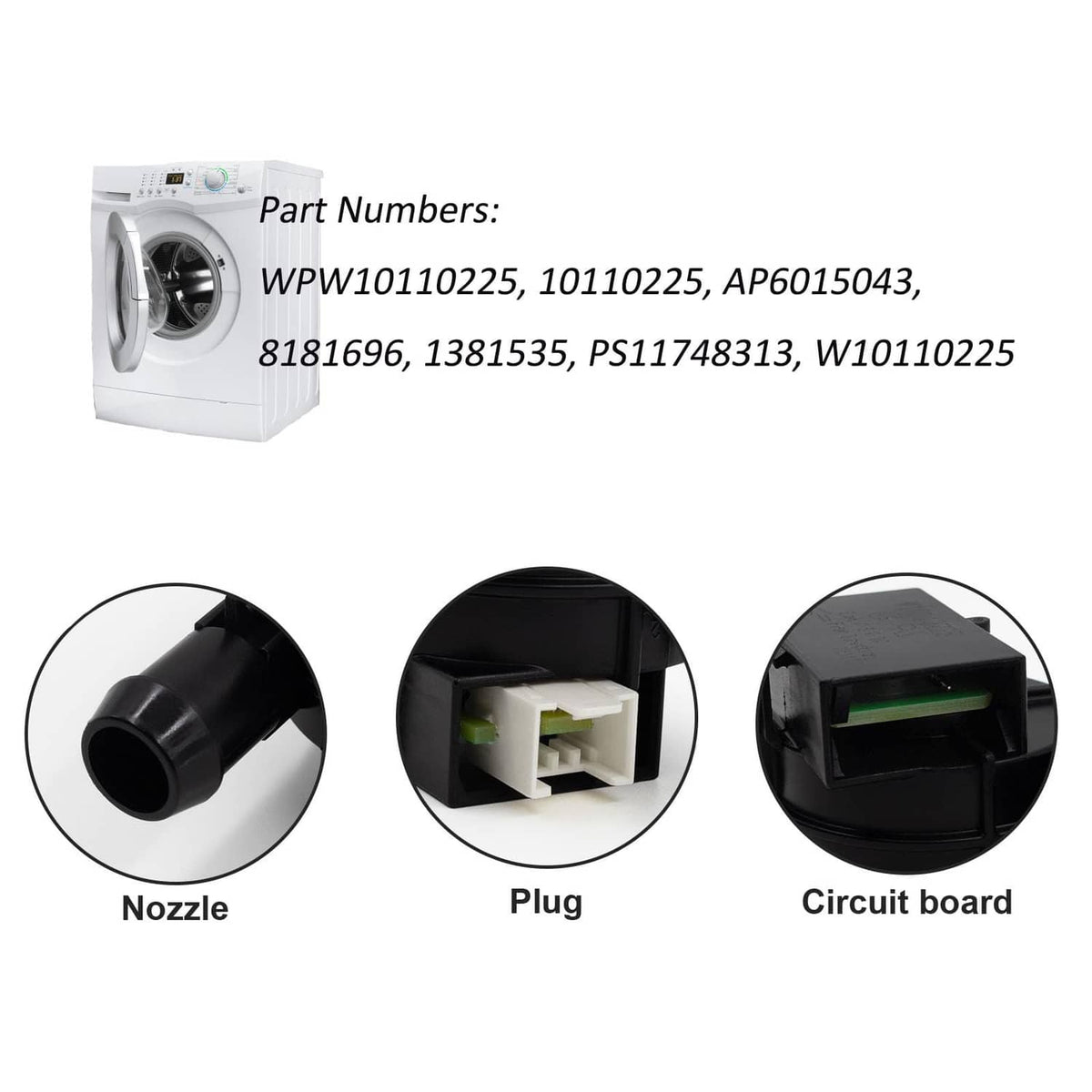 Inlet flow meter replacement showing black nozzle, plug, and circuit board contacts