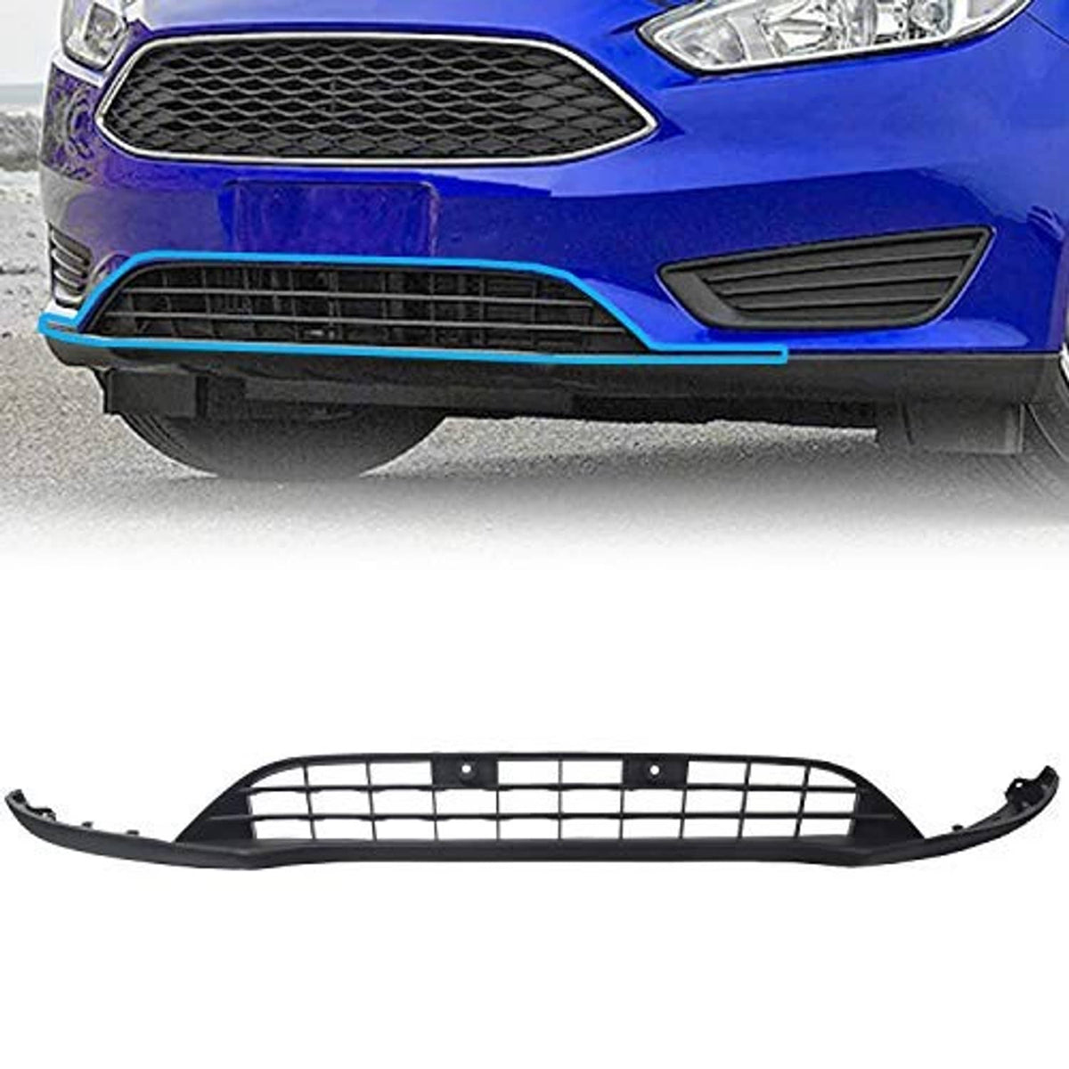 Front bumper lower grill insert, black mesh grille with integrated side vent slots