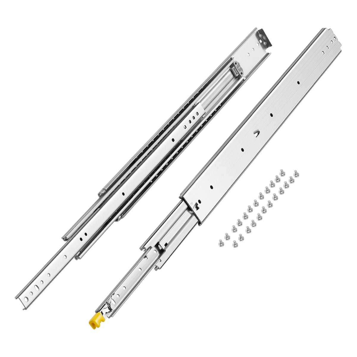 Heavy-duty 32 in soft-close drawer slide rails with ball bearings and hardware screws