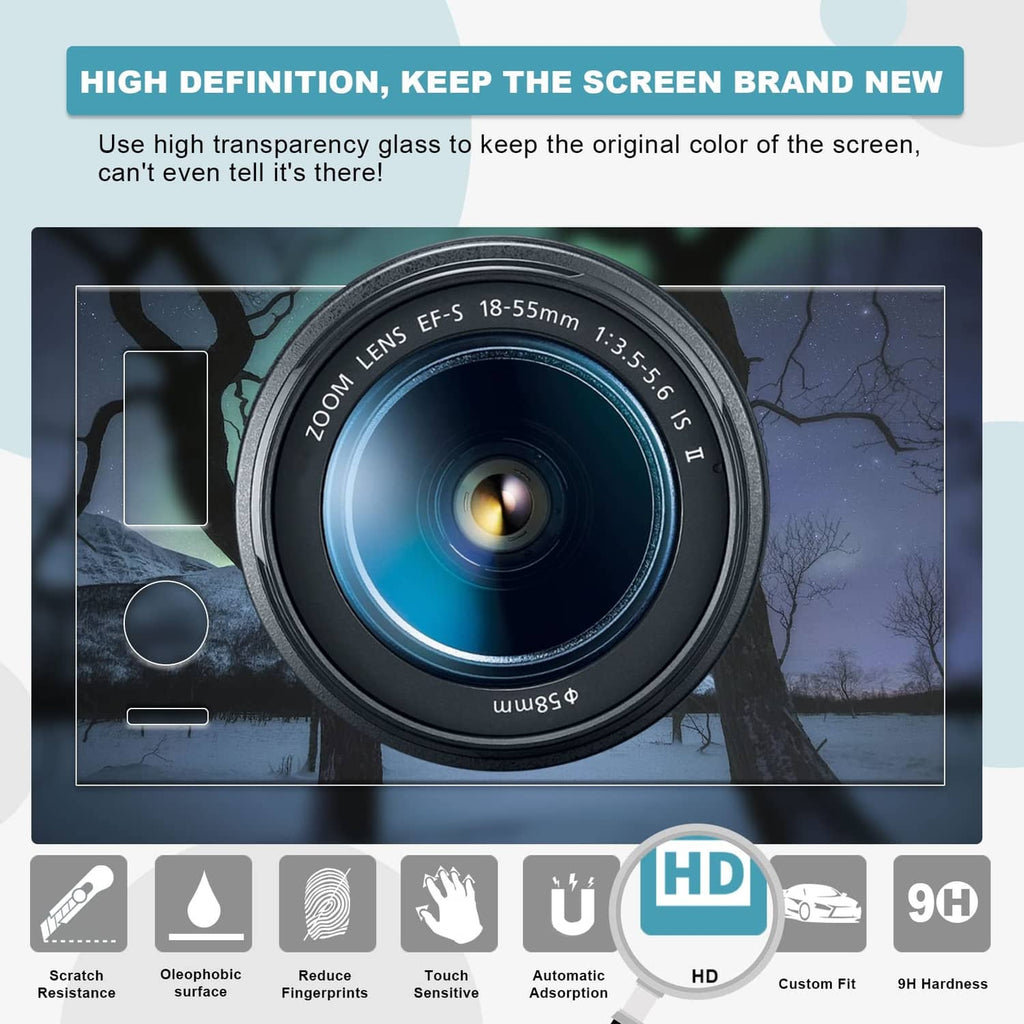 Tempered glass screen protector for a car display with clear, high-transparency cover