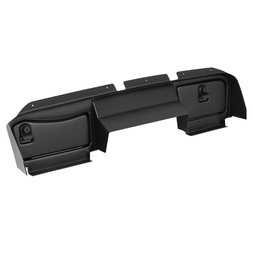 Matte black dash board cover assembly, three-quarter view with right-side access door.