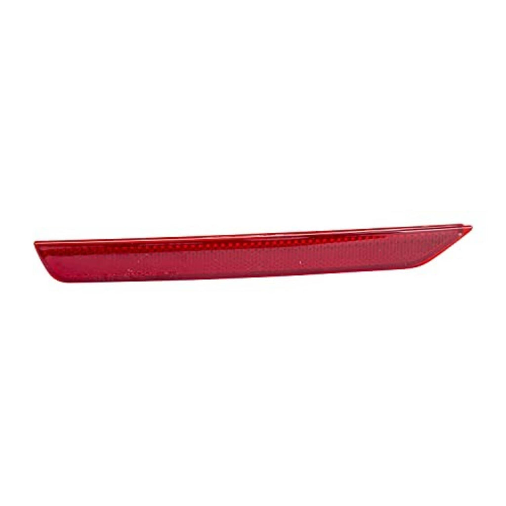 Red front-facing reflector lens with textured surface for left side