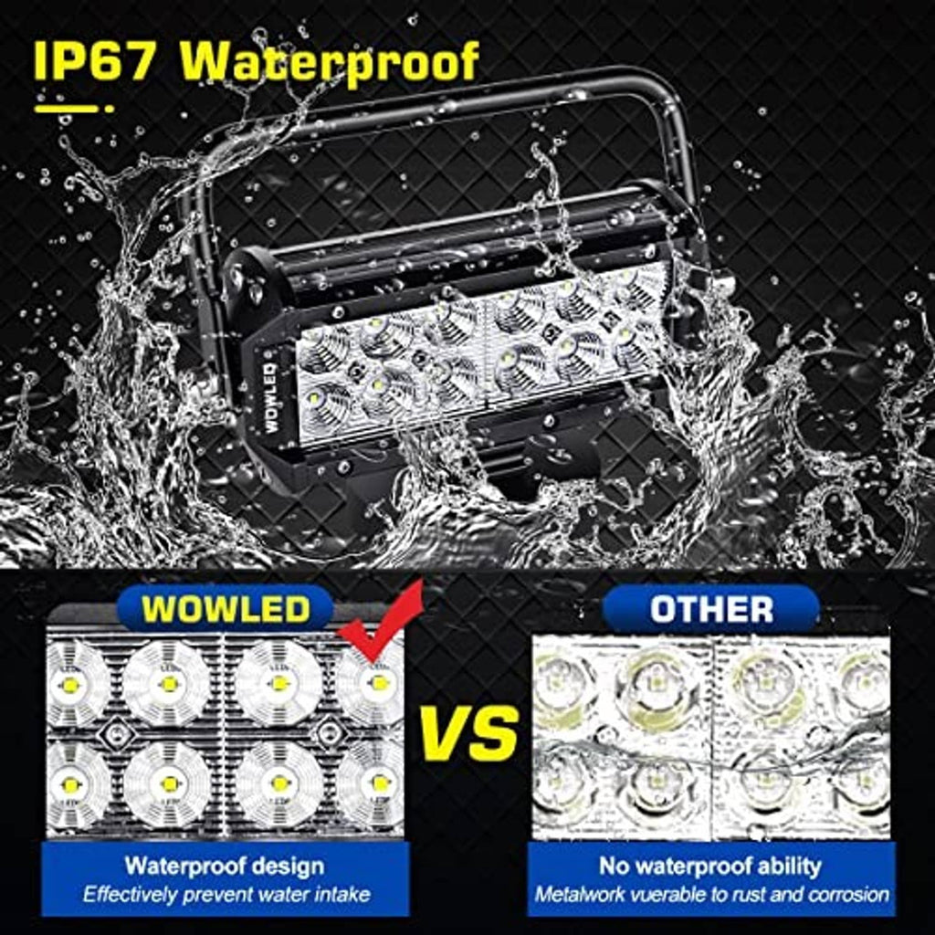 IP67 waterproof LED work light with sealed housing and front LED bar