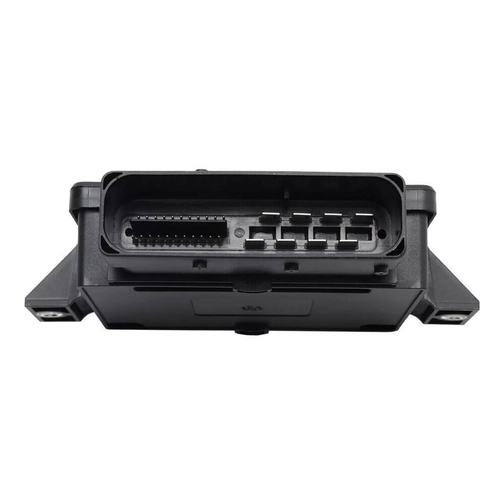 Parking brake control module rear view with multi-pin connector inside black casing