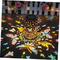 Hanging solar lantern with butterfly floral cutout pattern and black top