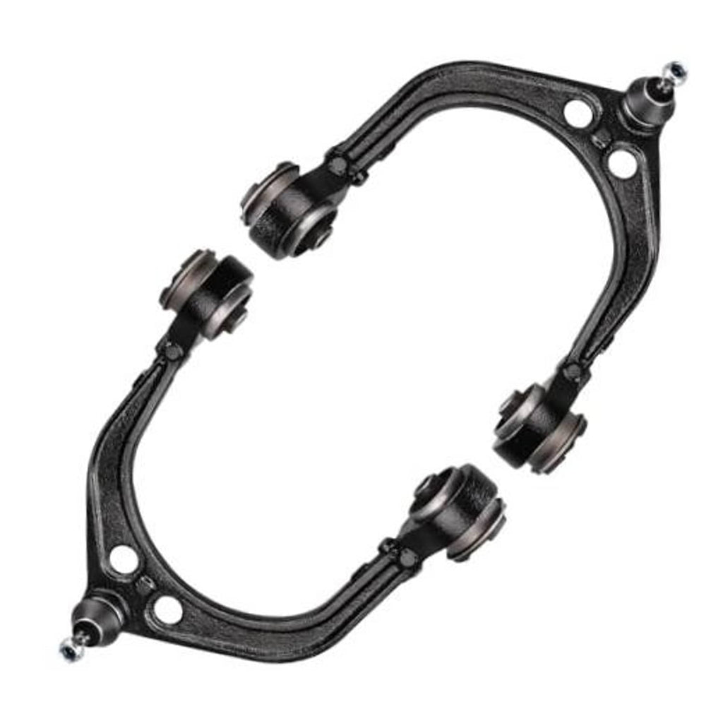 Front upper control arm with ball joints and rubber boots, dark metal bracket