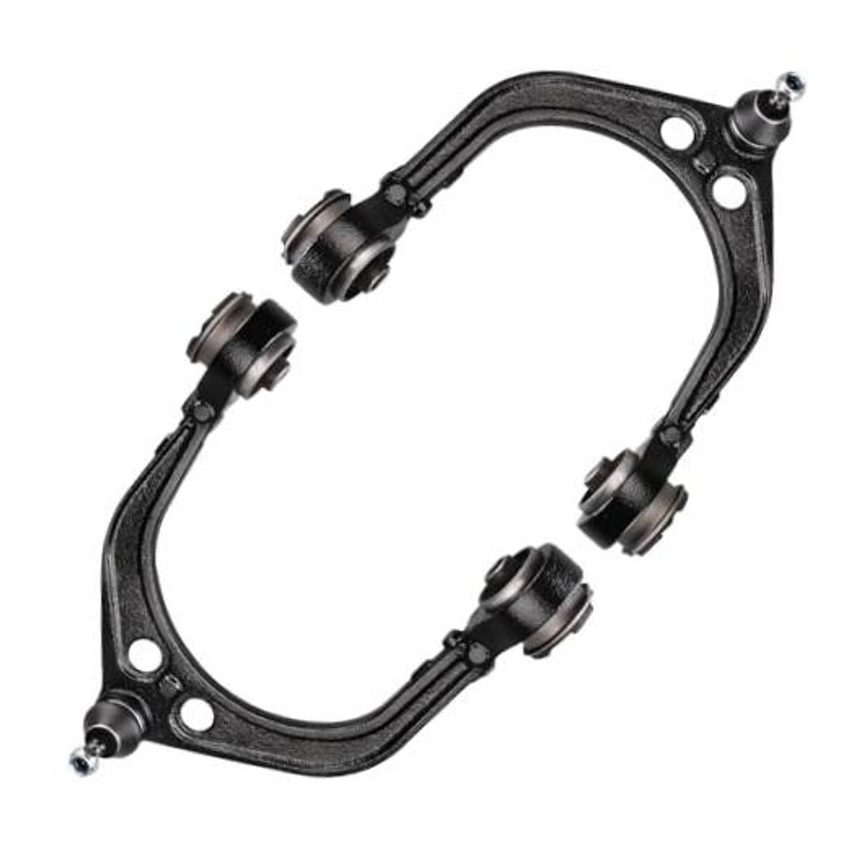 Front upper control arm with ball joints and rubber boots, dark metal bracket