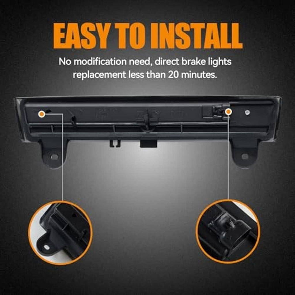 LED high-mount stop light underside with mounting points and access tabs