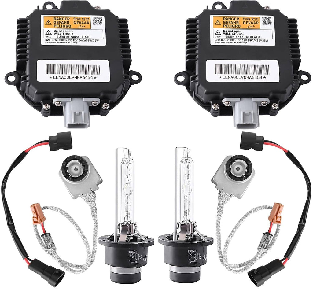 HID ballast igniter module set with D2S bulb wiring and connector plugs