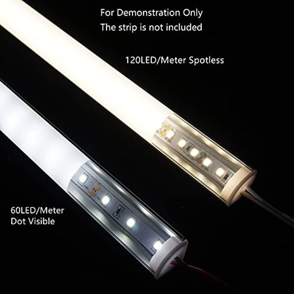 V-shaped LED strip channel with visible LED points through the diffuser cover