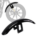 Black front fender with glossy finish and metal mounting bracket, front wheel view