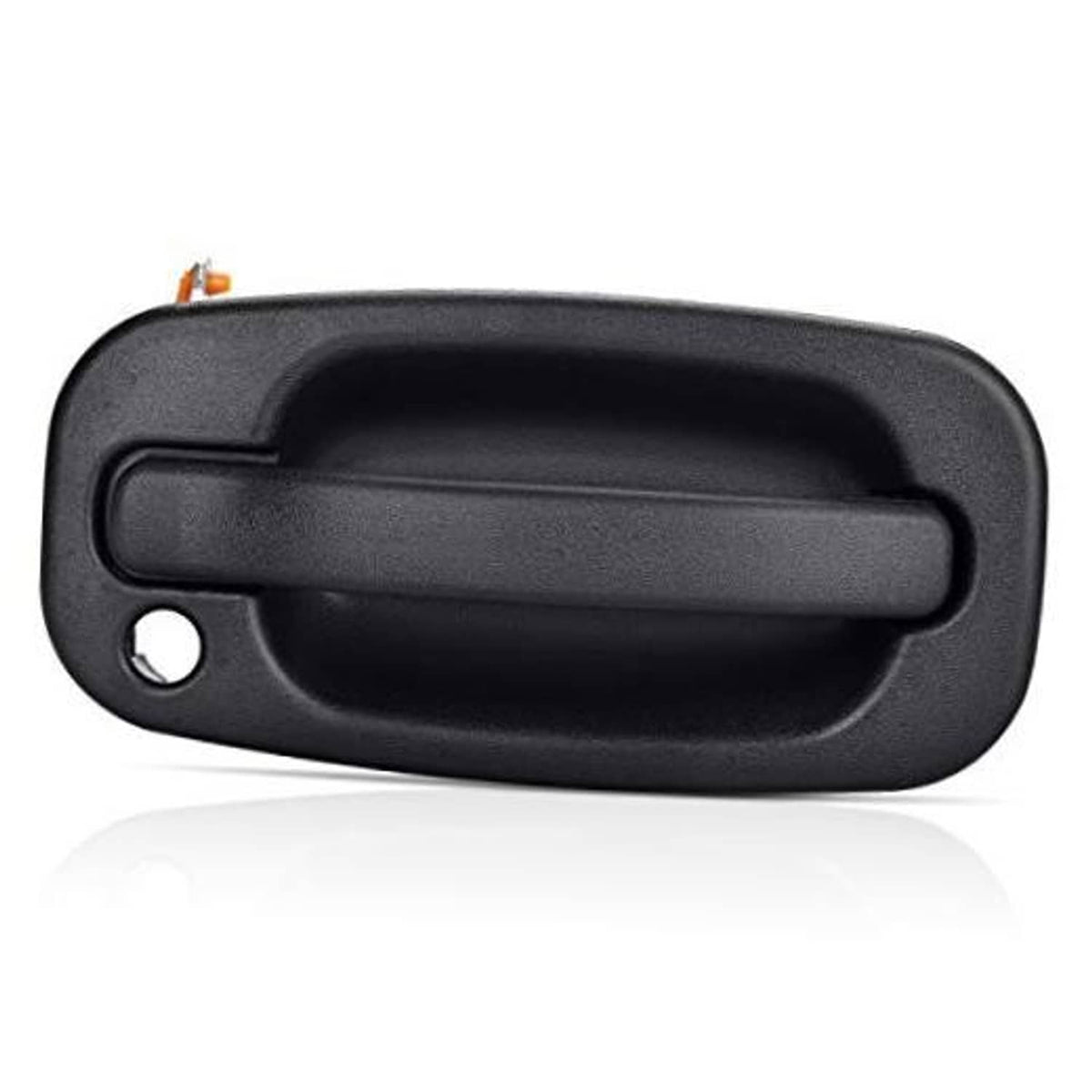Exterior front door handle with key hole, dark matte black pull handle