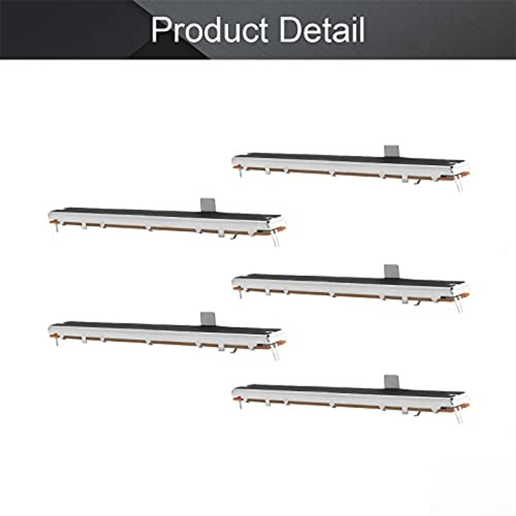 Multiple slide potentiometer fader strips showing 3-pin terminal section and contacts