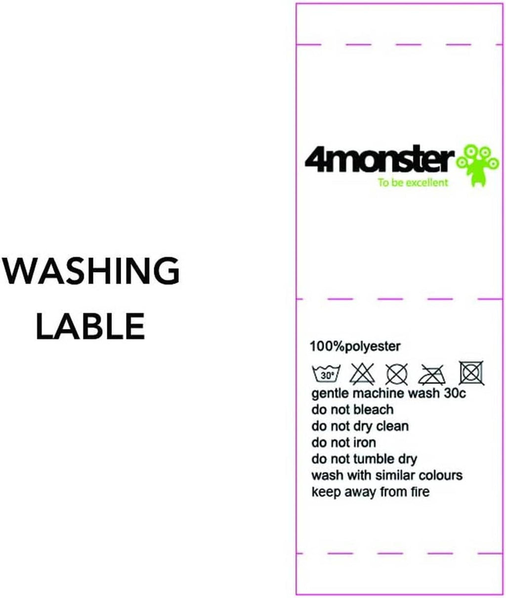 Washing care instructions label for 4monster microfiber towel