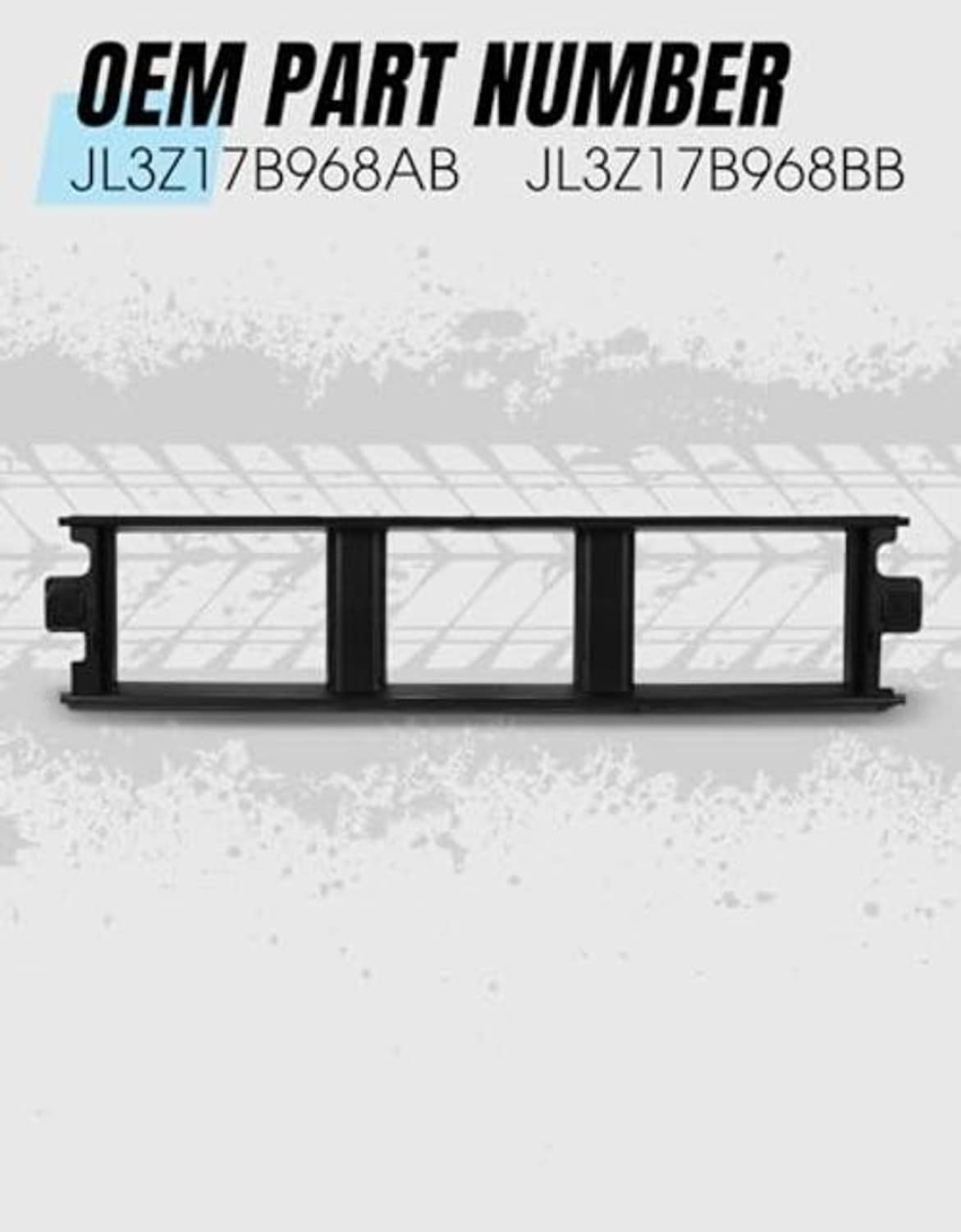 Black front bumper grille panel trim insert with rectangular cutouts