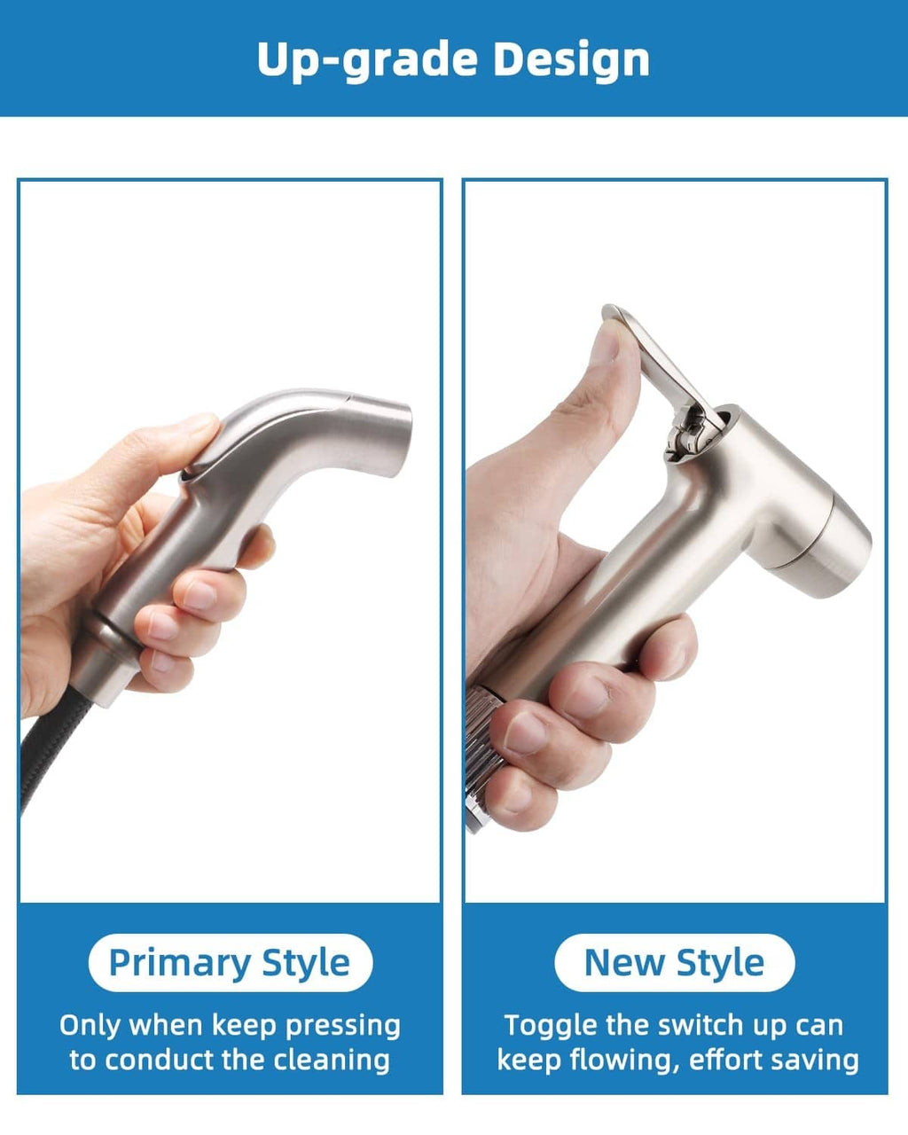 Brushed nickel side sprayer with handheld spray nozzle and toggle-style flow control