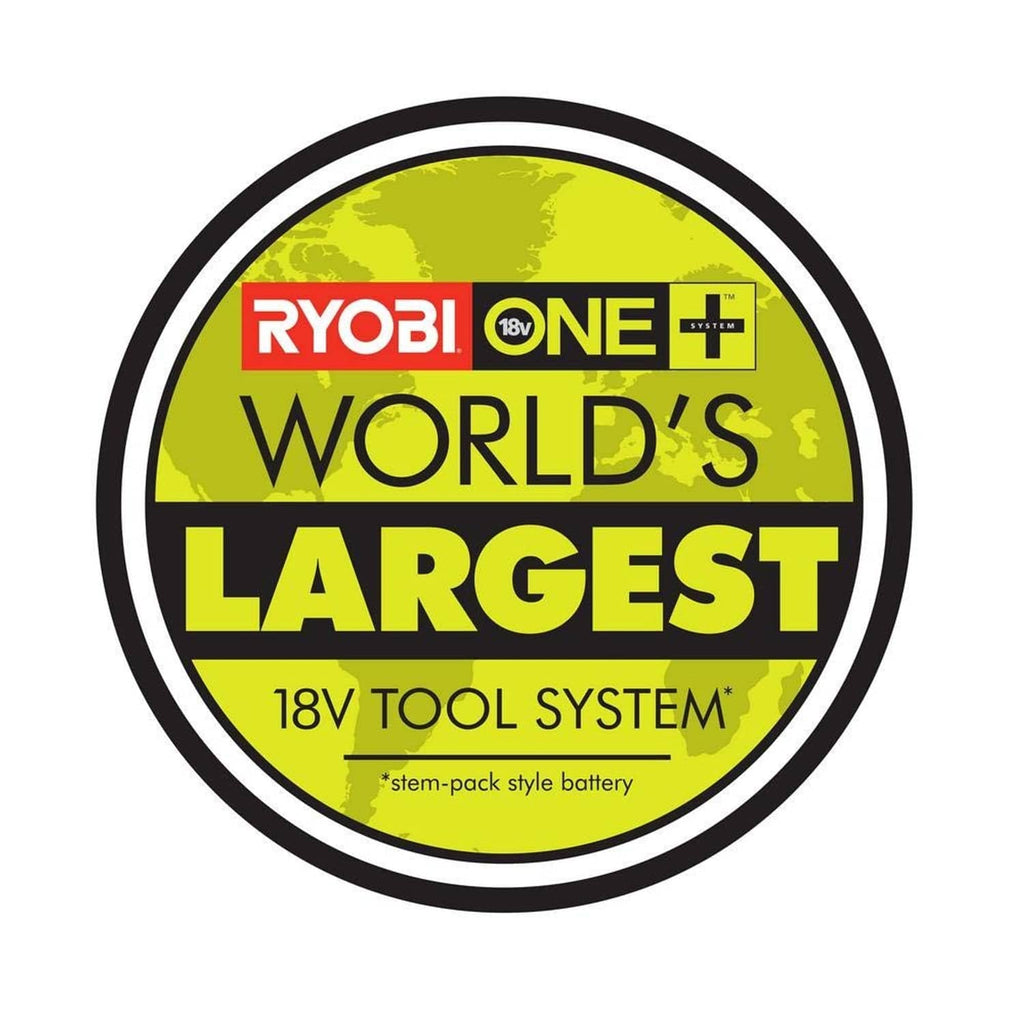 Ryobi ONE "World's Largest 18V Tool System" badge logo