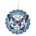 Butterfly wind spinner with blue gradient layered petals and hanging metal hook