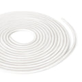 White coiled backer rod for sealing joints and gaps, 1/8 inch thickness.