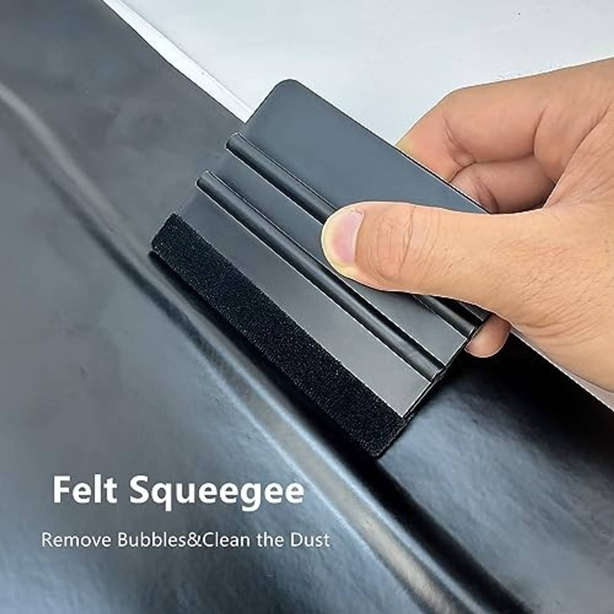 Felt squeegee applicator tool for smoothing window film and removing dust and bubbles
