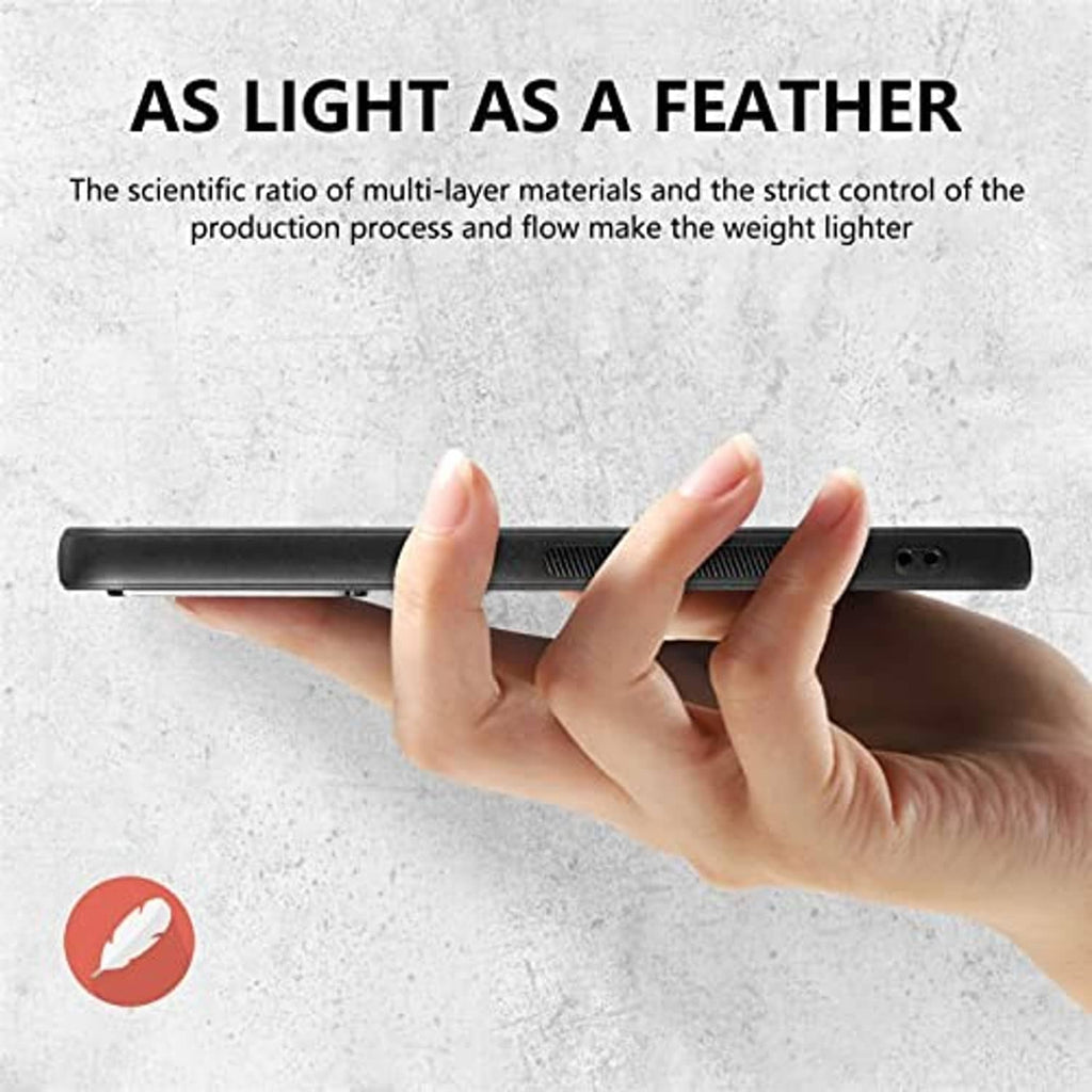 Slim phone case side profile with protective bumper edge; shows slim thickness