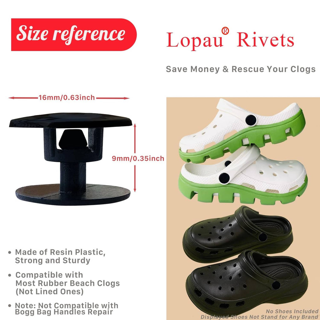 Black replacement rivet strap buttons, standalone with size reference