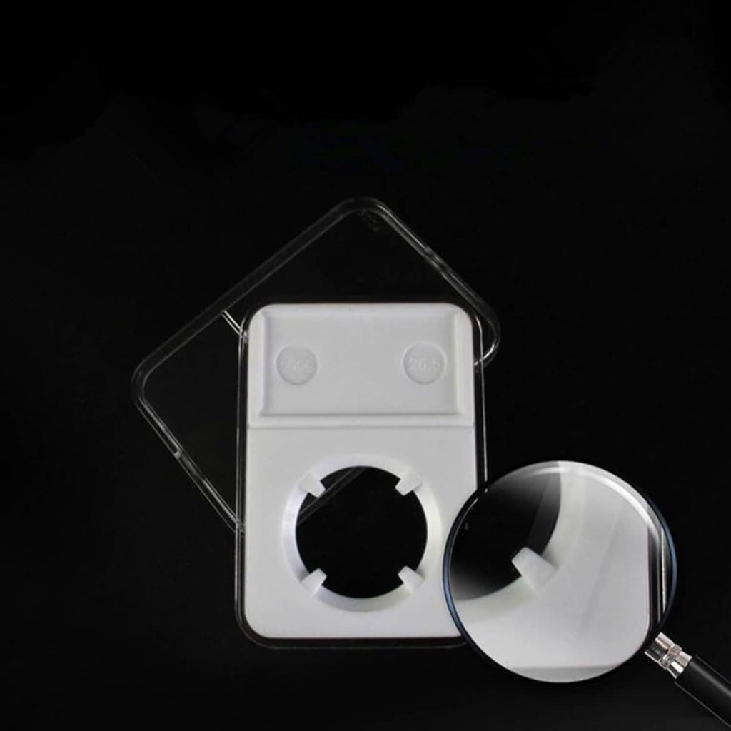 Acrylic coin slab holder with circular insert piece and magnifier