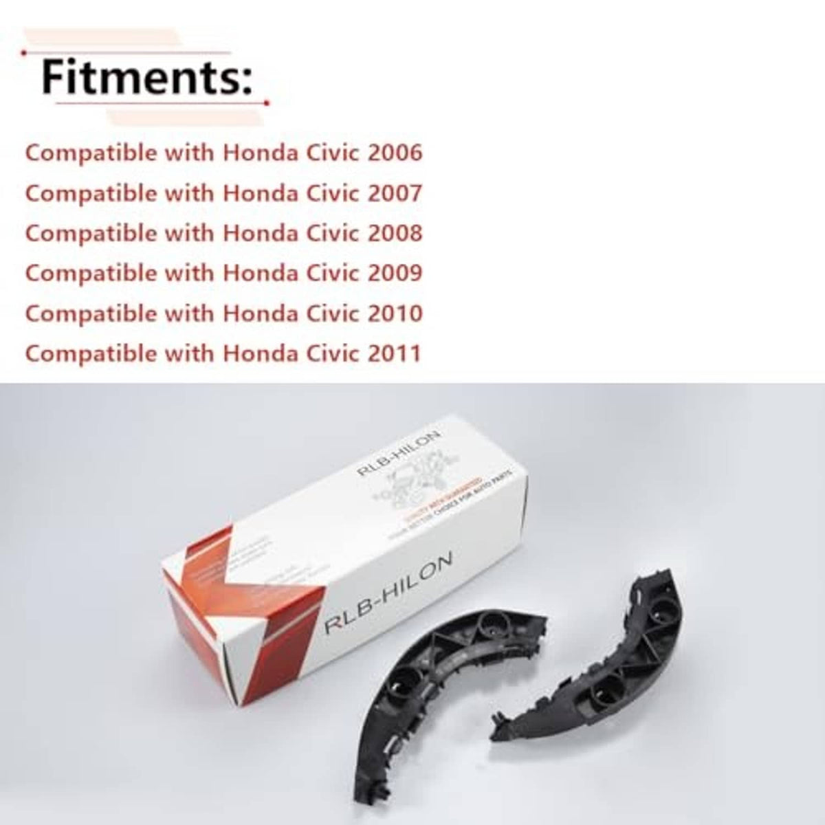 Front bumper bracket set with black parts and retail box