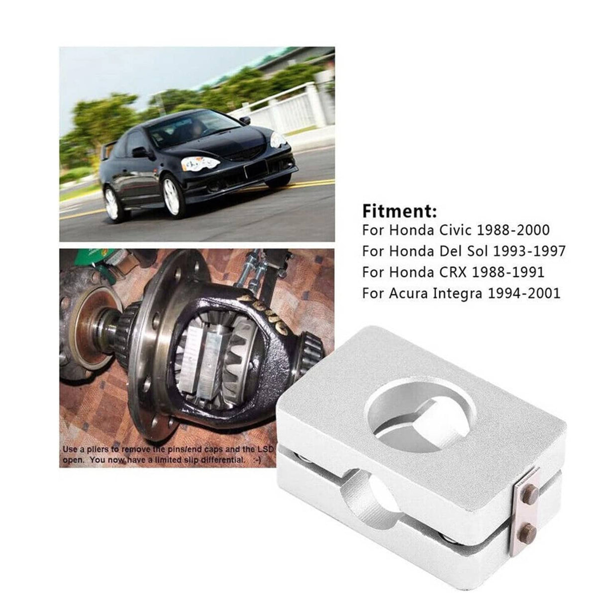 Silver LSD conversion plate with oval cutout and two side mounting tabs