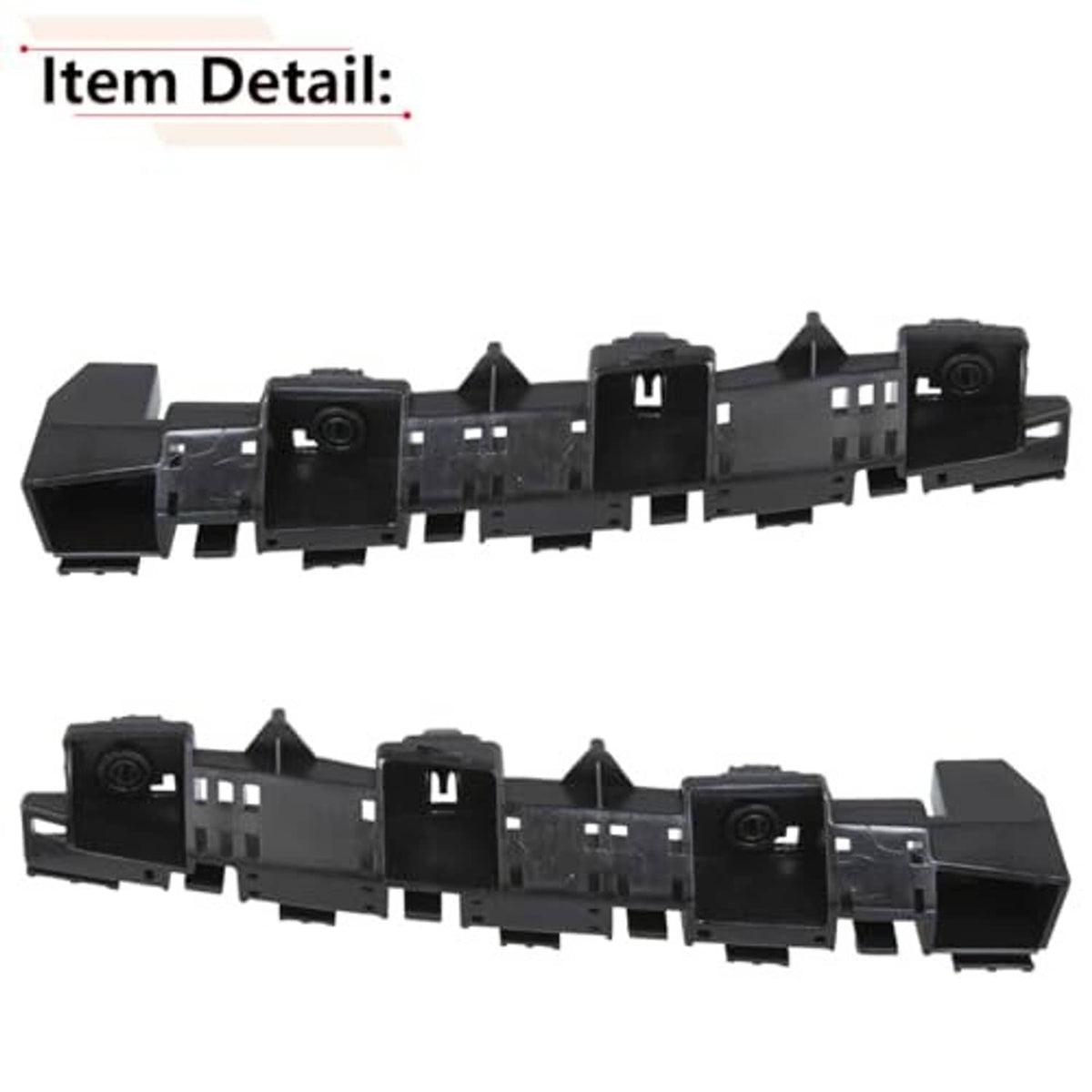 Black bumper bracket with round fastener mounts and grille-style openings
