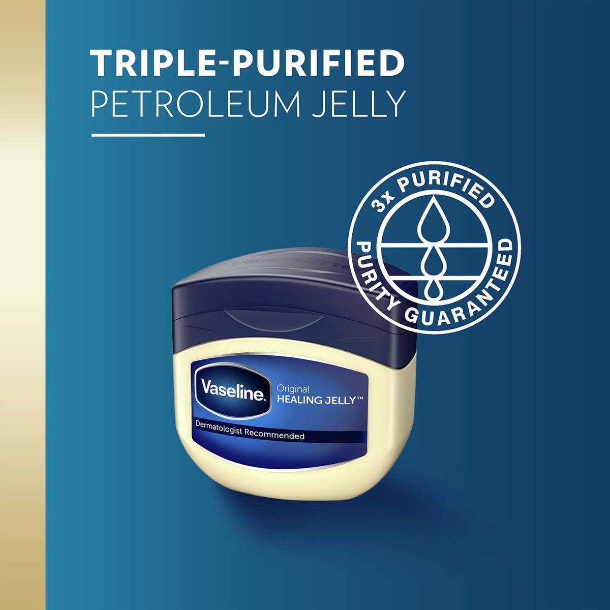 Vaseline Original healing petroleum jelly tub with 3x purified seal
