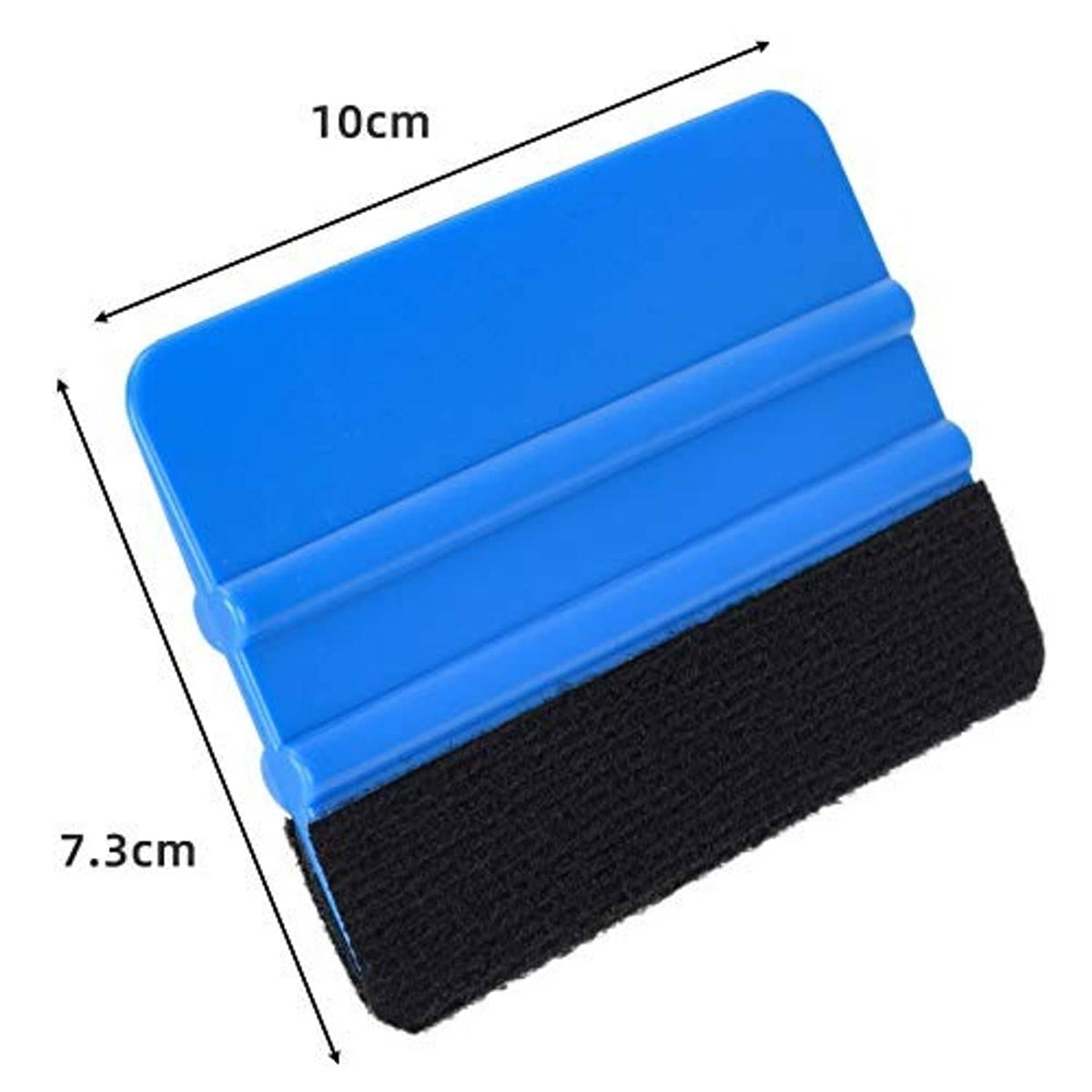 Blue felt edge squeegee tool with black pad, 10cm by 7.3cm size shown