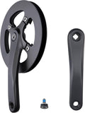 42T e-bike crankset with steel chainring and aluminum double-chain cover arms, black