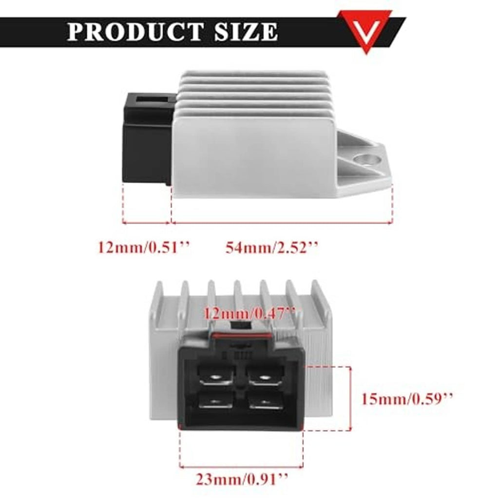 12V 4-pin voltage regulator rectifier with front pin socket and silver finned heatsink