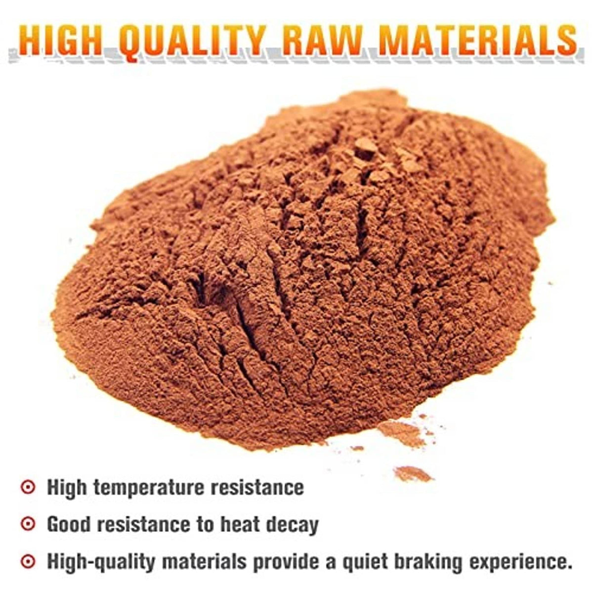 Ceramic brake pad material sample, reddish-brown textured powder