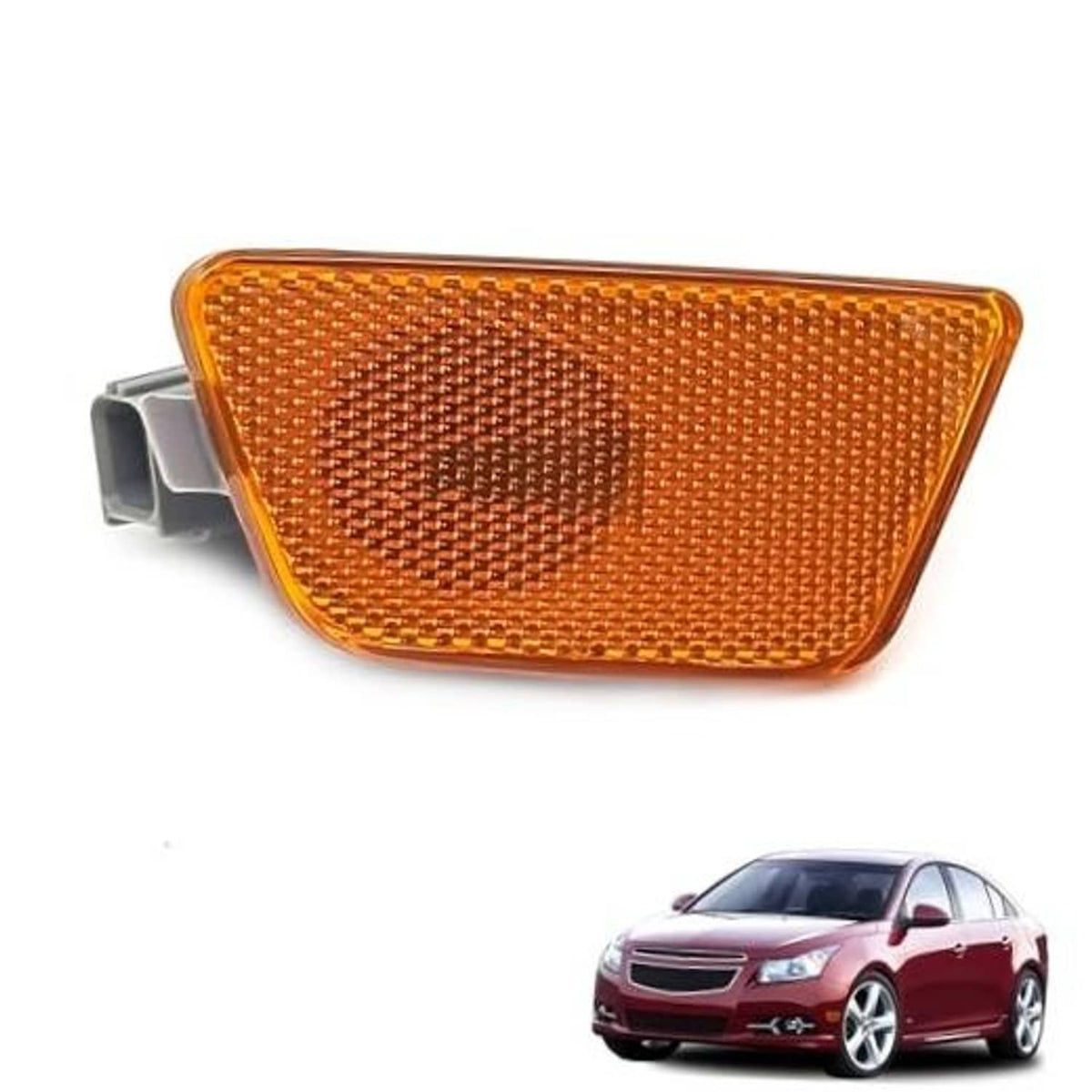 Amber front bumper marker light with textured lens and gray mounting tabs
