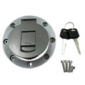 Fuel tank cap lock cover with key and keyring, includes mounting bolts