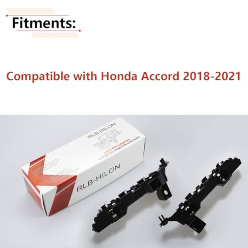 Black front bumper bracket pair with screw posts, shown with retail box
