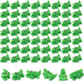Set of 80 small green crocodile resin figurines with open mouths and raised eyes