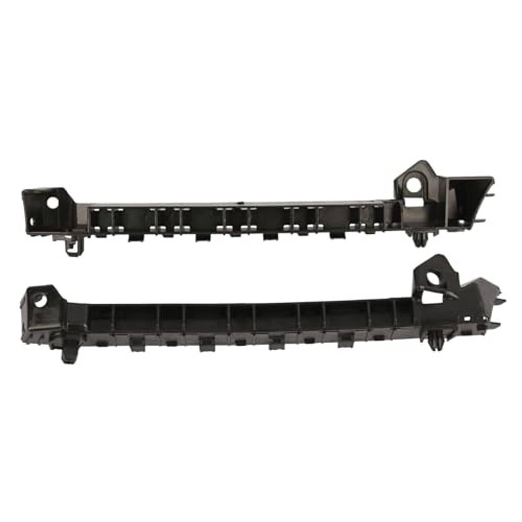 Two front bumper mounting support brackets with black finish and fastening holes