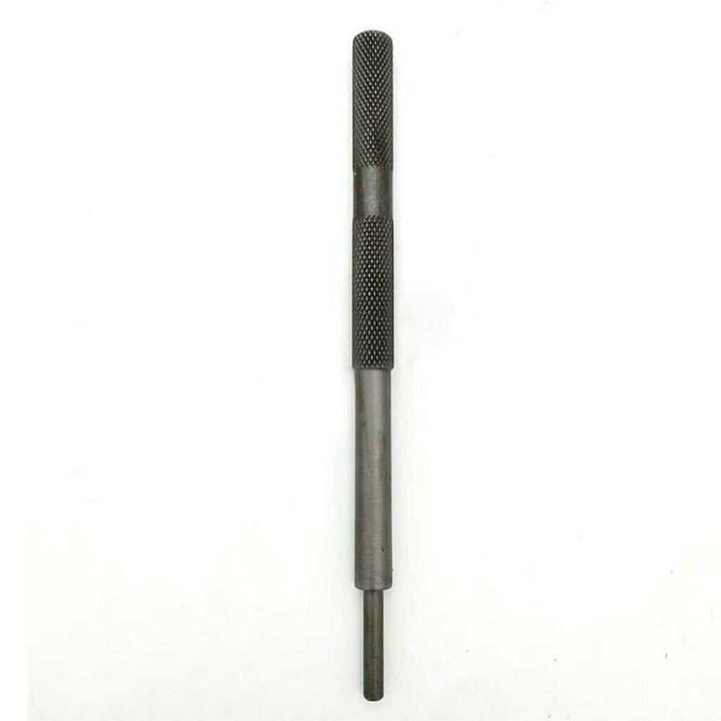Valve guide remover tool with knurled black grip and slim metal rod, dark finish