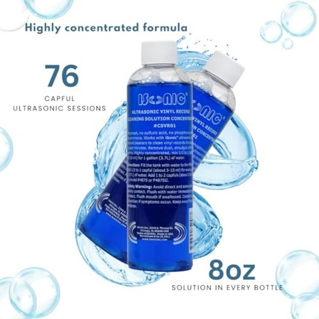 Isonic ultrasonic vinyl record cleaning solution concentrate, 8 oz bottle