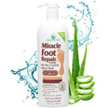 Miracle Foot Repair Cream bottle, white with pump, for dry cracked feet and heels, 32 oz