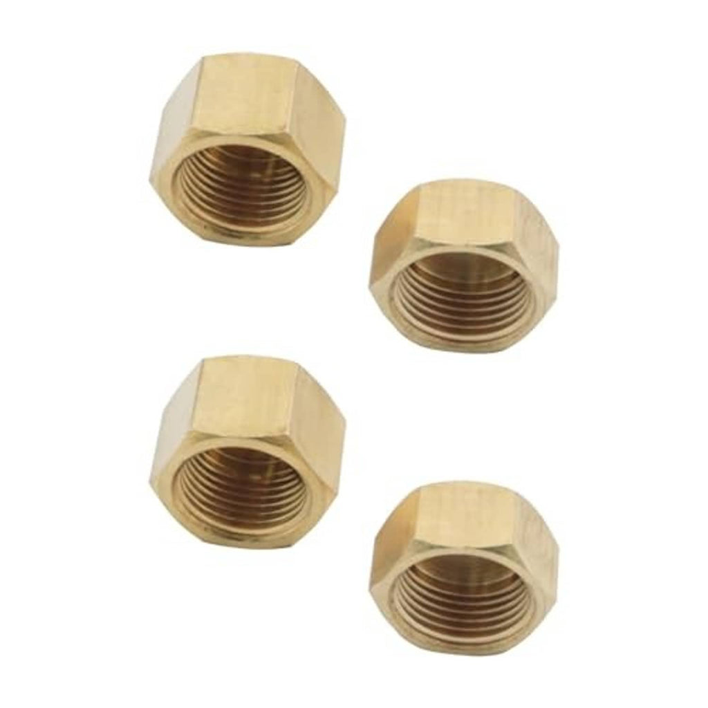 Set of brass hex pipe plug caps with internal threads, 3/8 in NPT